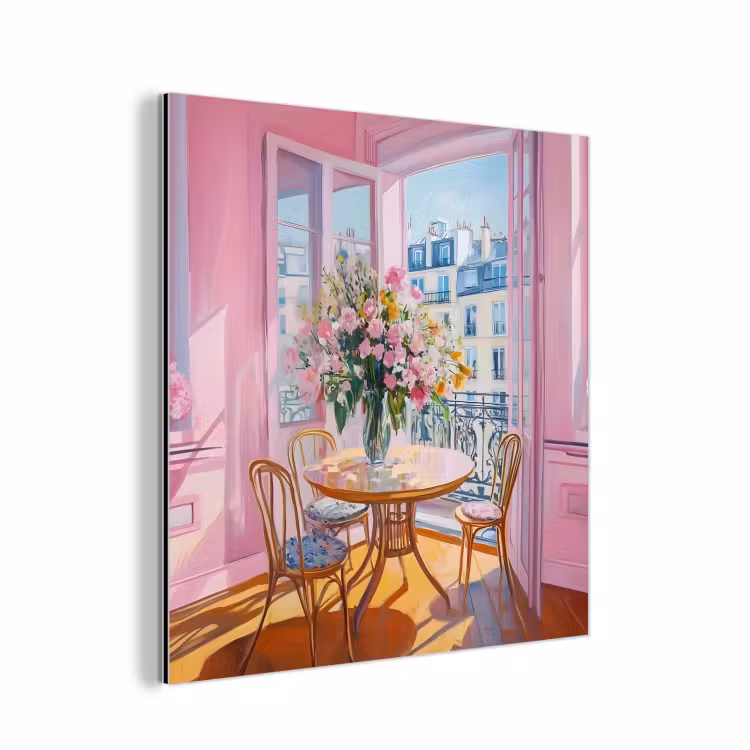 Pink - City - Bloemen aluminium wit klein -3d