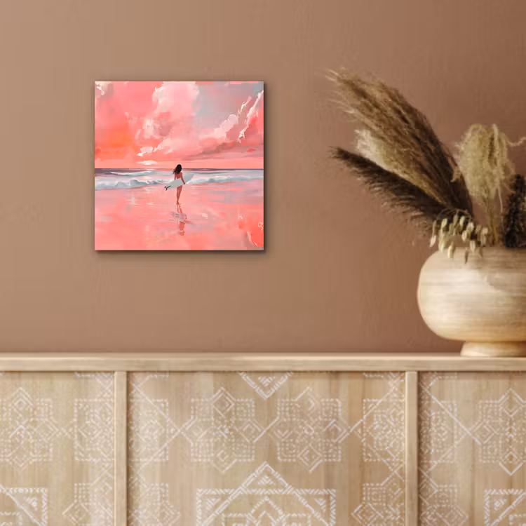Roze - Surfen - Zee aluminium wit klein -sfeer4