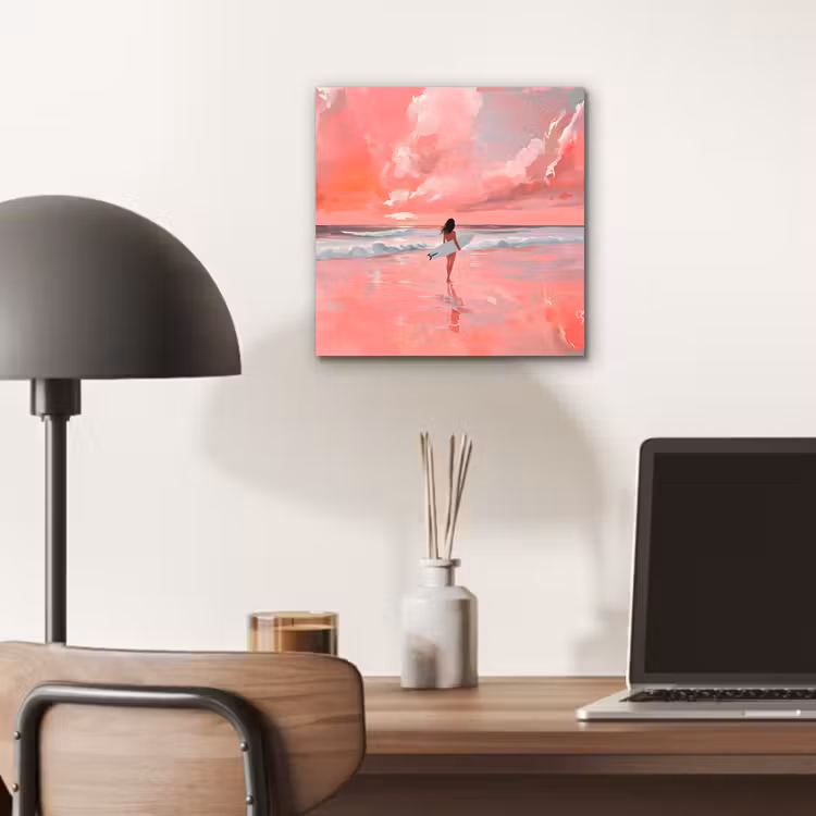 Roze - Surfen - Zee aluminium wit klein -sfeer5