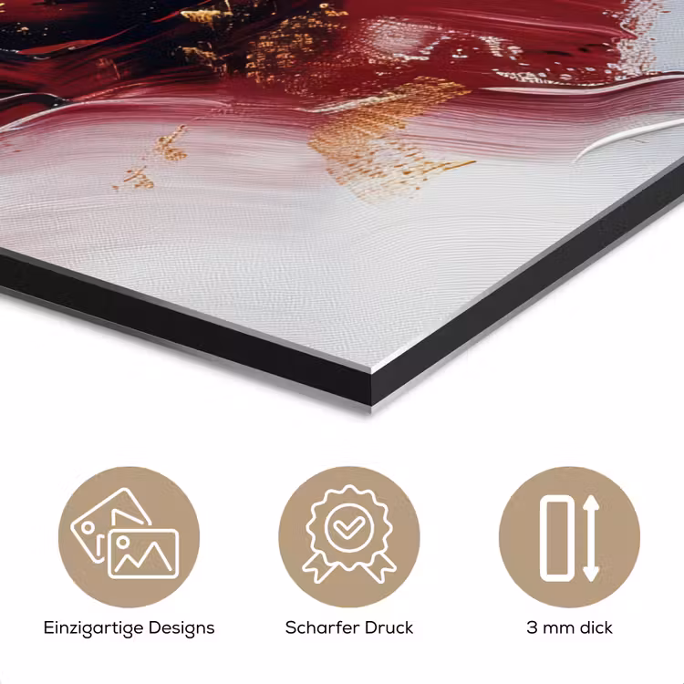 Rood - Abstract - Goud - Modern aluminium wit klein -closeup_DE
