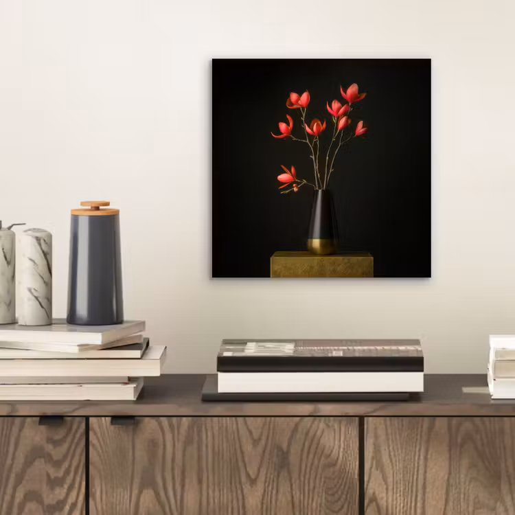 Rode - Bloemen - Vaas aluminium wit klein -sfeer1