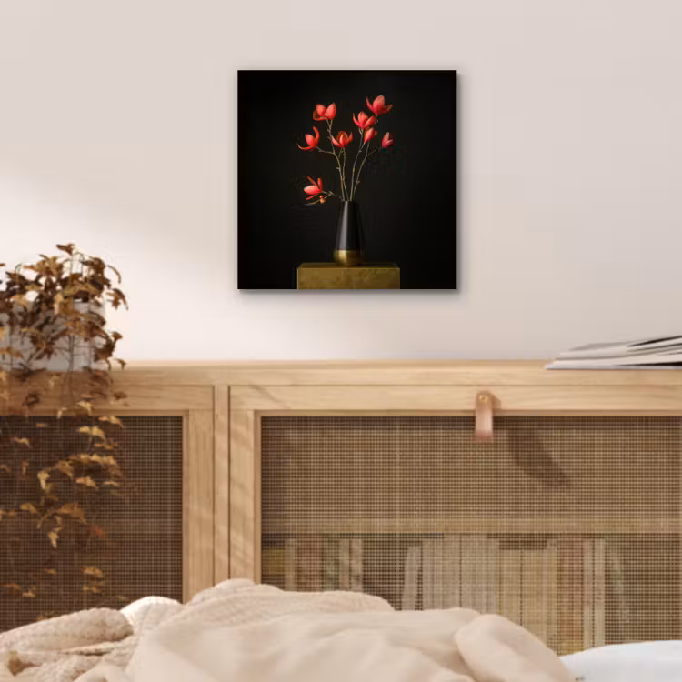 Rode - Bloemen - Vaas aluminium wit klein -sfeer3