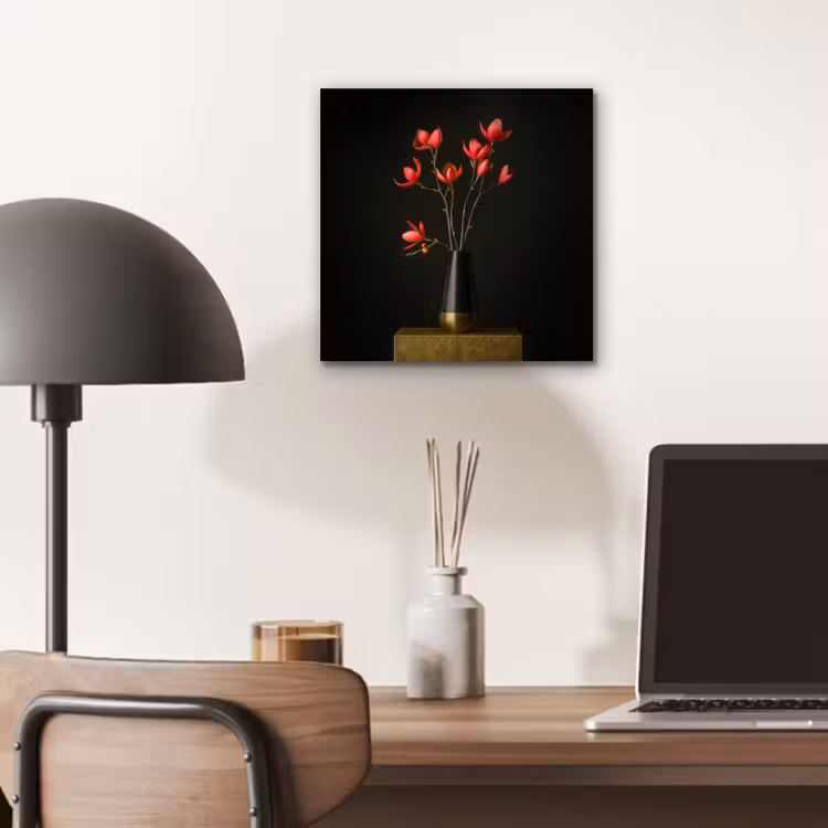 Rode - Bloemen - Vaas aluminium wit klein -sfeer5