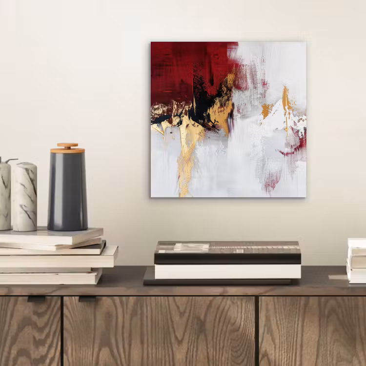 Rood - Marmer - Abstract - Goud - Modern aluminium wit klein -sfeer1