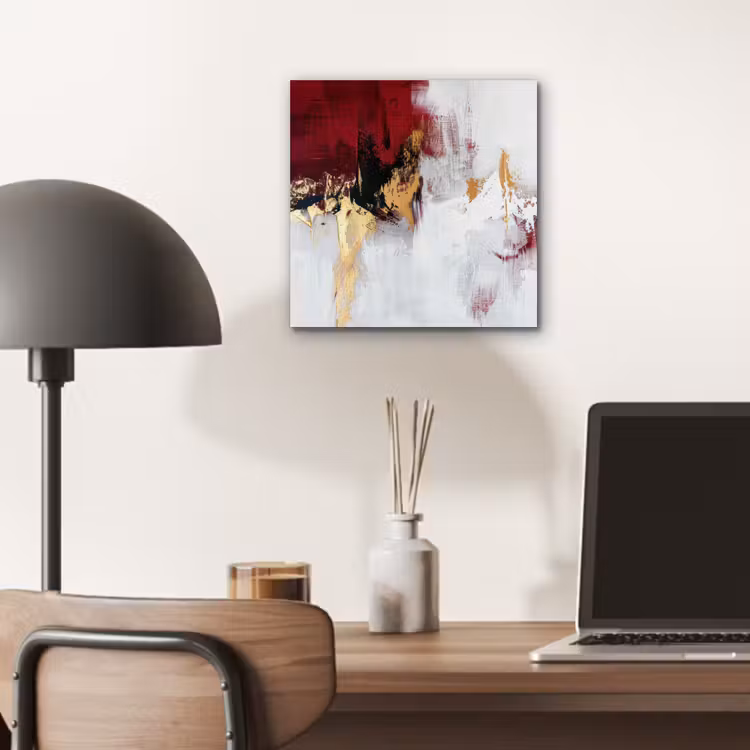 Rood - Marmer - Abstract - Goud - Modern aluminium wit klein -sfeer5