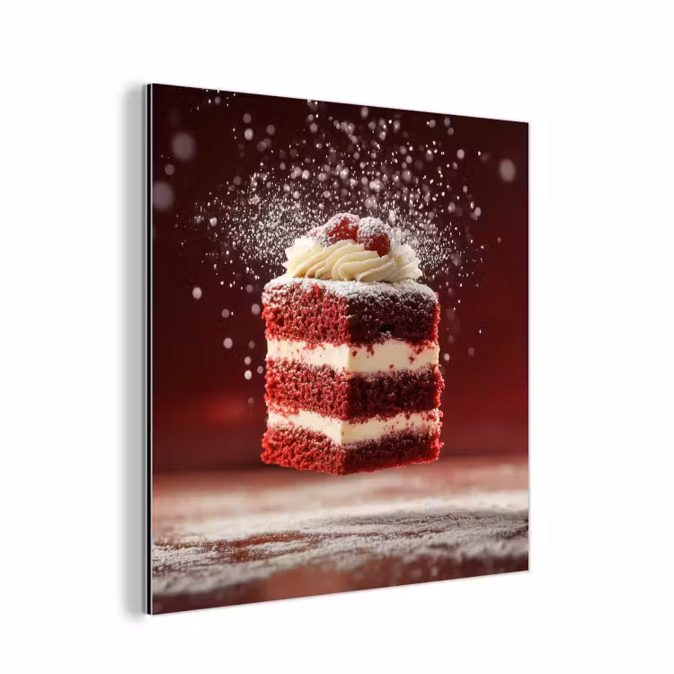 Rode - Velvet - Taart - Eten aluminium wit klein -3d