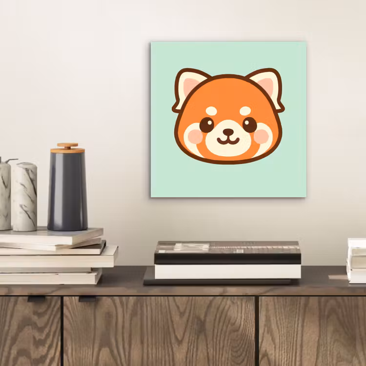 Rode panda - Groen - Cartoon aluminium wit klein -sfeer1