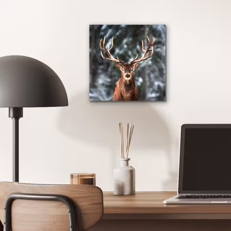 Hert - Winter - Sneeuw - Bos - Natuur - Dier aluminium wit klein -sfeer5
