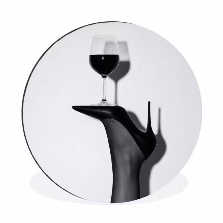 Hak - Wijn - Minimalistisch - Zwart Wandcirkel aluminium klein -3d