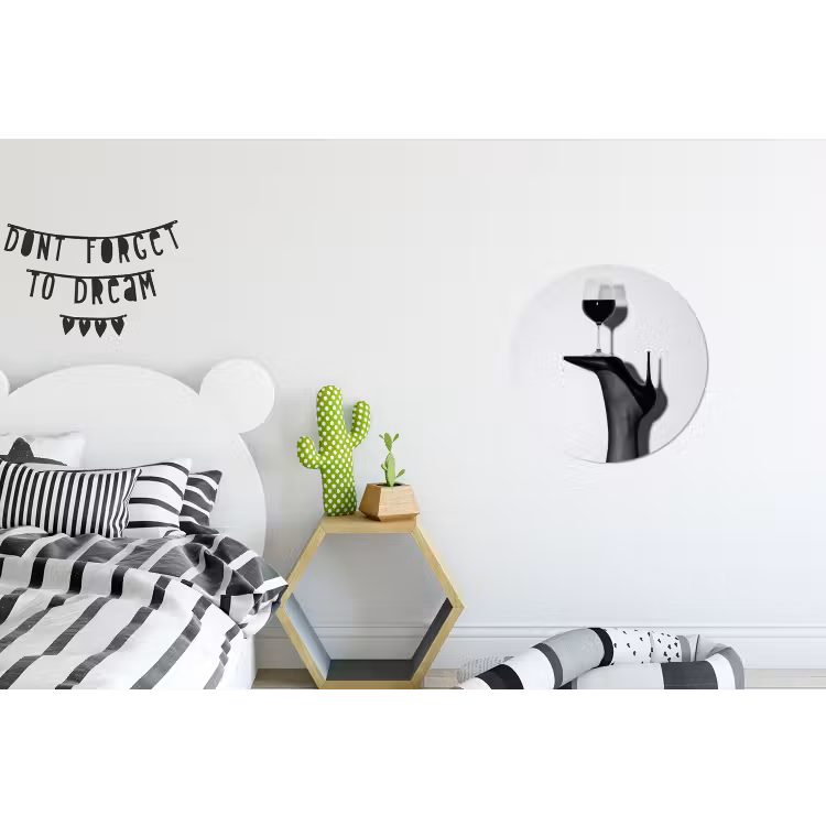 Hak - Wijn - Minimalistisch - Zwart Wandcirkel aluminium klein -kinderkamer