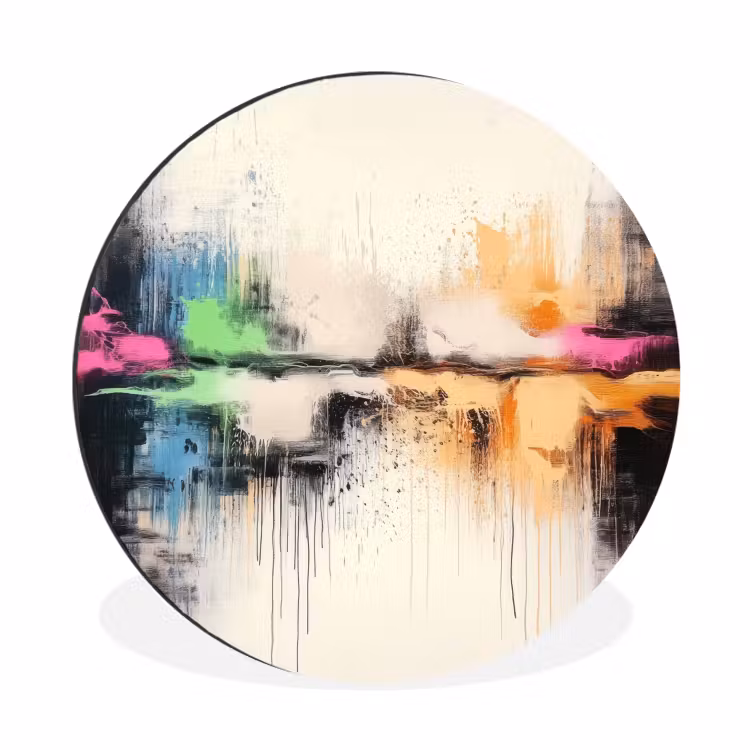 Abstract - Kleurexplosie - Landschap Wandcirkel aluminium klein -3d