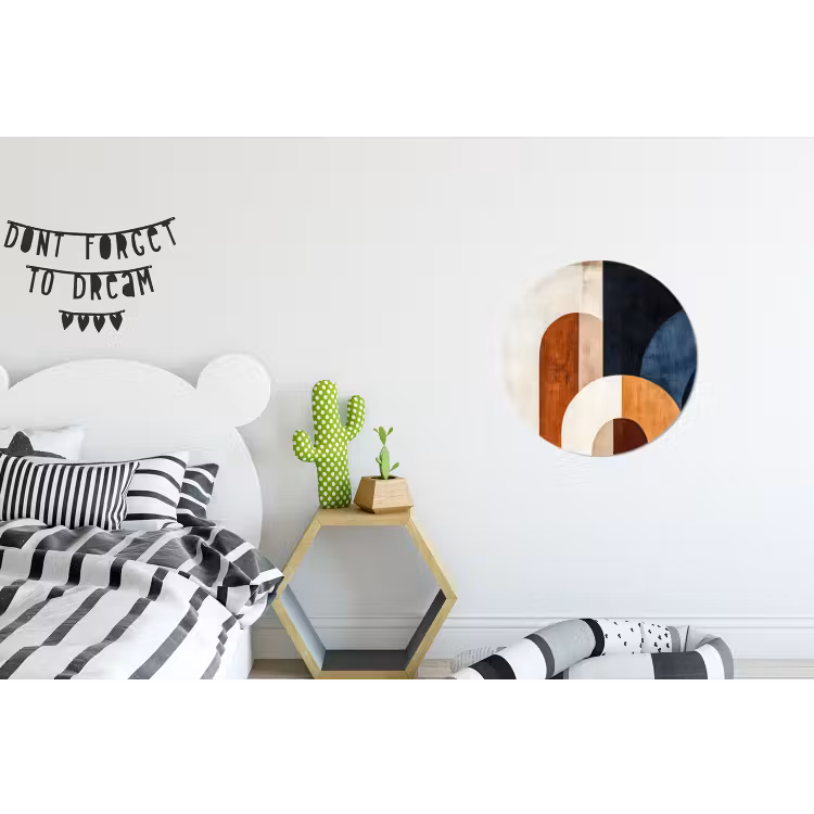 Abstract - Vormen - Donkerblauw Wandcirkel aluminium klein -kinderkamer