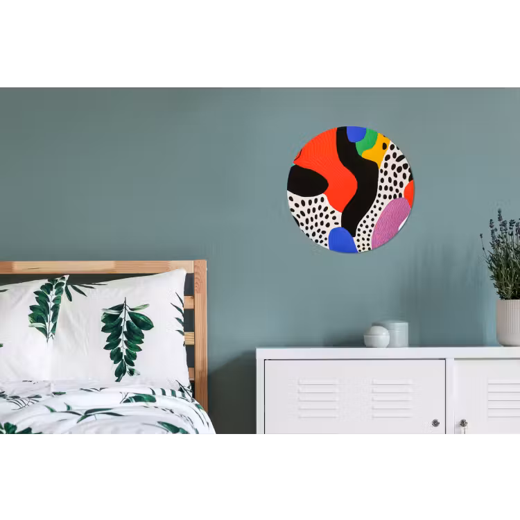 Abstract - Vormen - Kleuren - Stippen Wandcirkel aluminium klein -slaapkamer