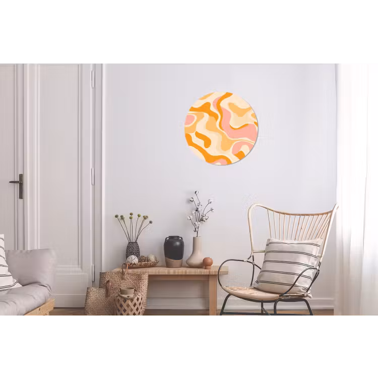 Abstract - Golvend - Oranje Wandcirkel aluminium klein -woonkamer