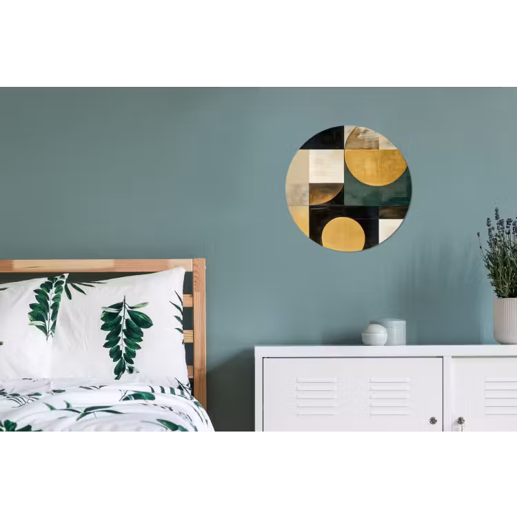 Abstract - Goud - Brons - Vormen - Geometrisch Wandcirkel aluminium klein -slaapkamer