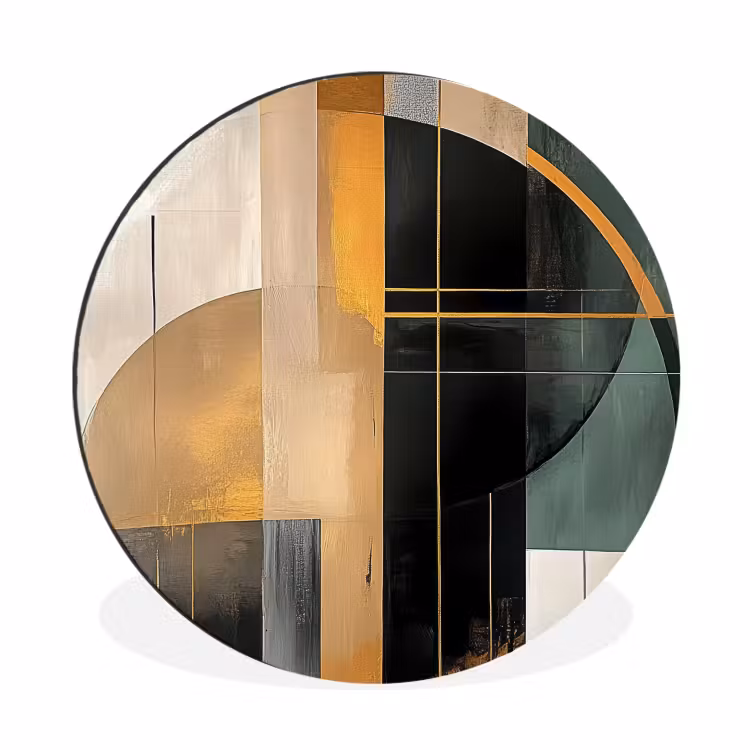 Abstract - Goud - Brons - Groen - Vormen - Modern Wandcirkel aluminium klein -3d