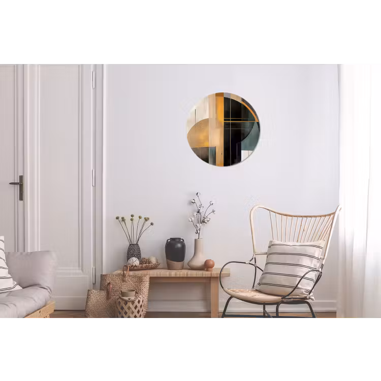 Abstract - Goud - Brons - Groen - Vormen - Modern Wandcirkel aluminium klein -woonkamer