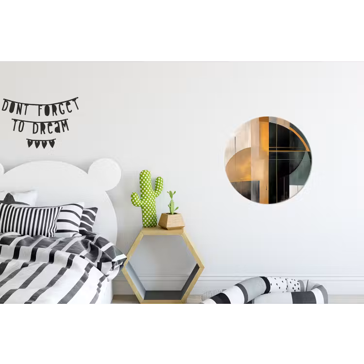 Abstract - Goud - Brons - Groen - Vormen - Modern Wandcirkel aluminium klein -kinderkamer