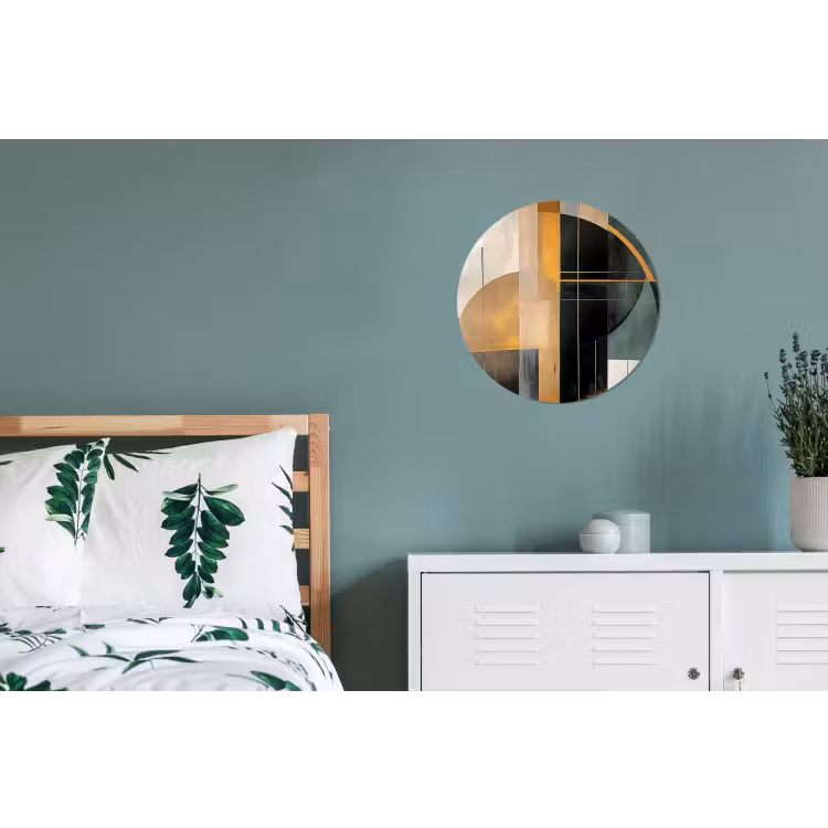 Abstract - Goud - Brons - Groen - Vormen - Modern Wandcirkel aluminium klein -slaapkamer