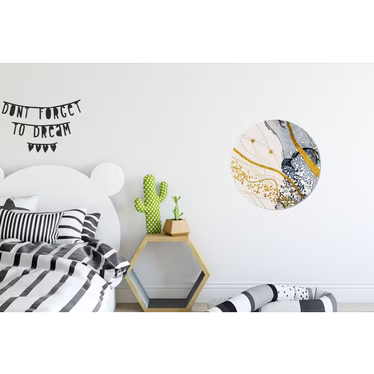 Abstract - Goud - Natuur - Kunst Wandcirkel aluminium klein -kinderkamer