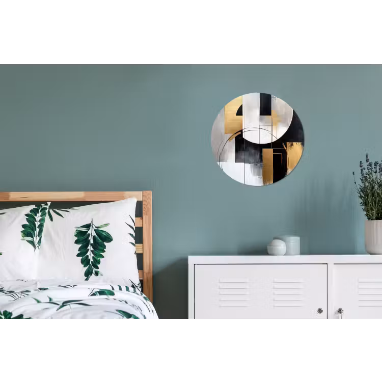 Abstract - Goud - Zilver - Vormen - Aesthetic Wandcirkel aluminium klein -slaapkamer