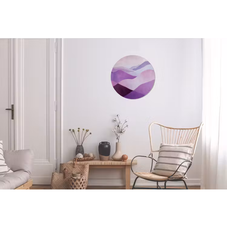 Abstract - Heuvels - Landschap - Paars Wandcirkel aluminium klein -woonkamer