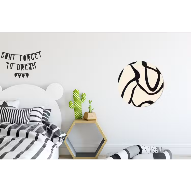 Abstract - Lijnen - Modern - Beige Wandcirkel aluminium klein -kinderkamer