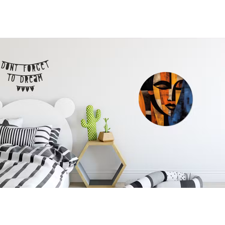 Abstract - Portret - Kleurvakken Wandcirkel aluminium klein -kinderkamer