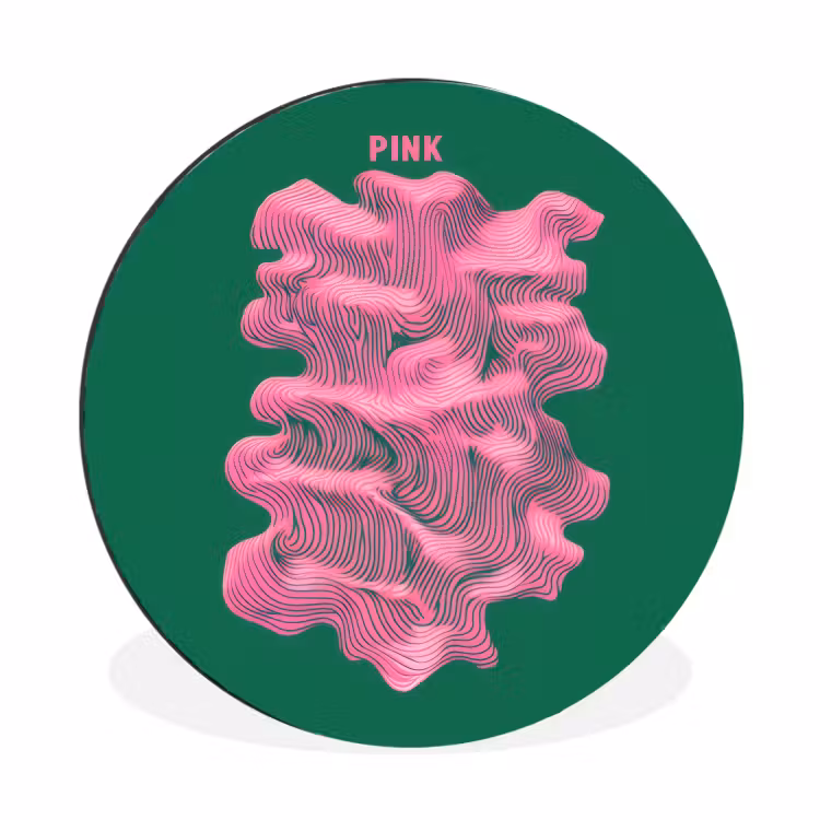 Abstract - Pink - Lijnen - Groen Wandcirkel aluminium klein -3d
