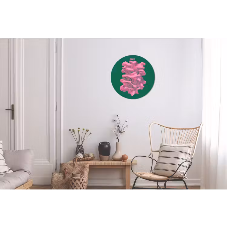 Abstract - Pink - Lijnen - Groen Wandcirkel aluminium klein -woonkamer