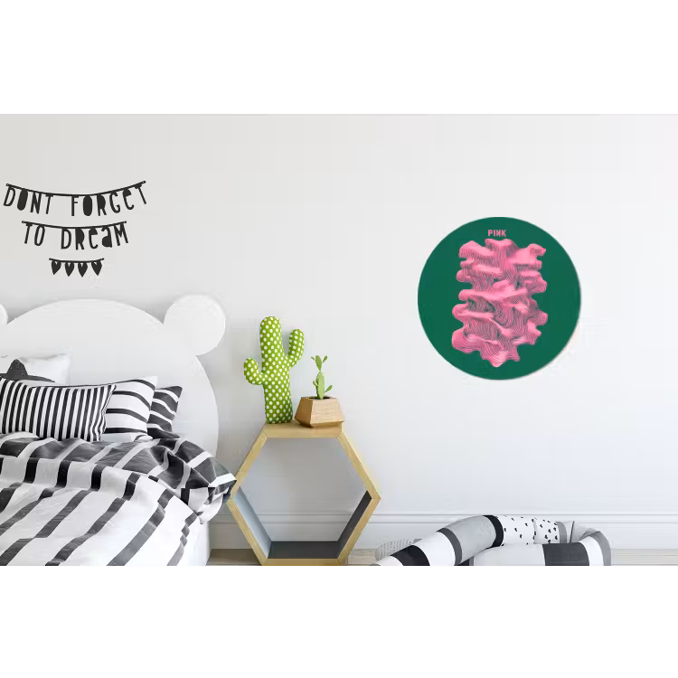Abstract - Pink - Lijnen - Groen Wandcirkel aluminium klein -kinderkamer