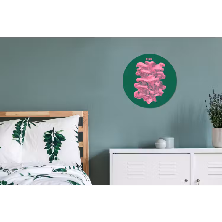 Abstract - Pink - Lijnen - Groen Wandcirkel aluminium klein -slaapkamer