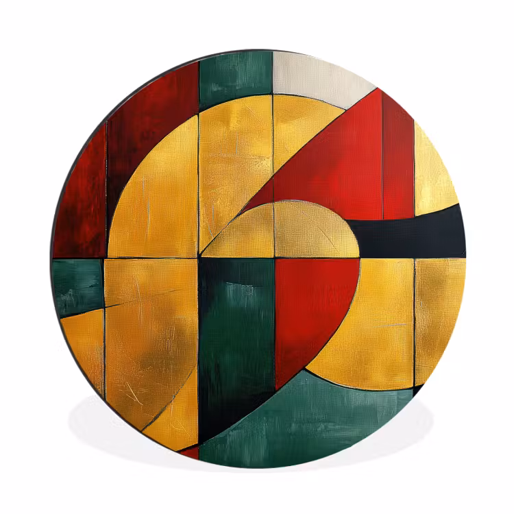 Abstract - Kerst - Goud - Rood - Groen Wandcirkel aluminium klein -3d