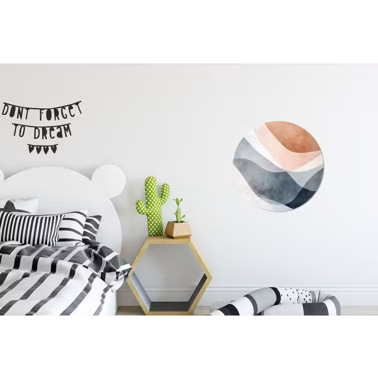 Abstract - Golven - Blauw Wandcirkel aluminium klein -kinderkamer