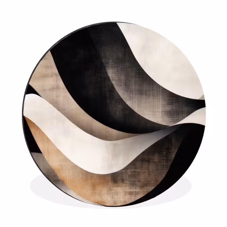 Abstract - Golven - Zwart - Verweerd Wandcirkel aluminium klein -3d