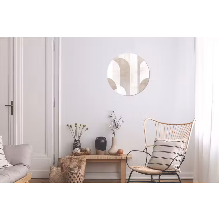 Abstracte bogen - Modern - Beige Wandcirkel aluminium klein -woonkamer
