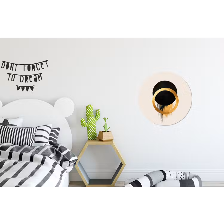Abstract ontwerp - Zwarte cirkel - Verfvlekken Wandcirkel aluminium klein -kinderkamer
