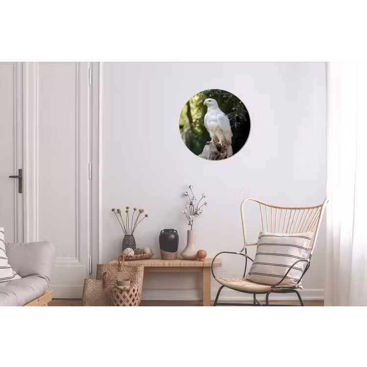 Arend - Hout - Wit - Planten Wandcirkel aluminium klein -woonkamer