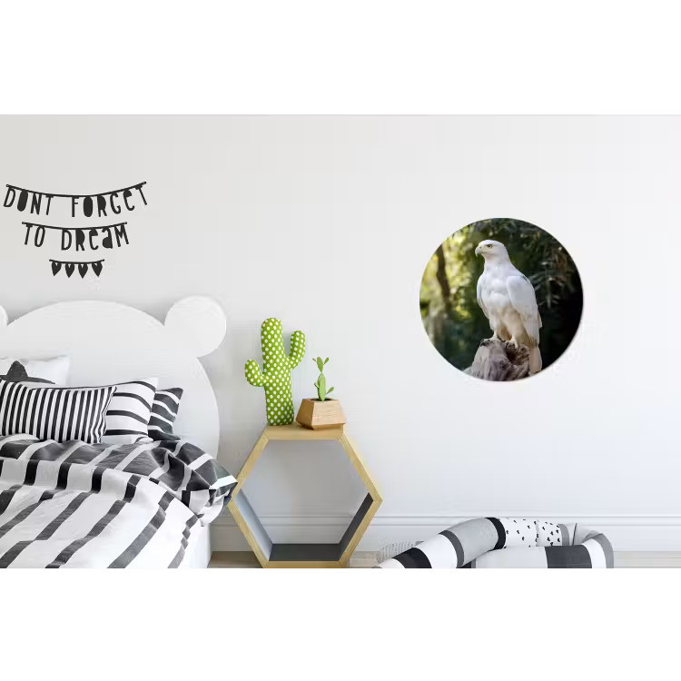 Arend - Hout - Wit - Planten Wandcirkel aluminium klein -kinderkamer