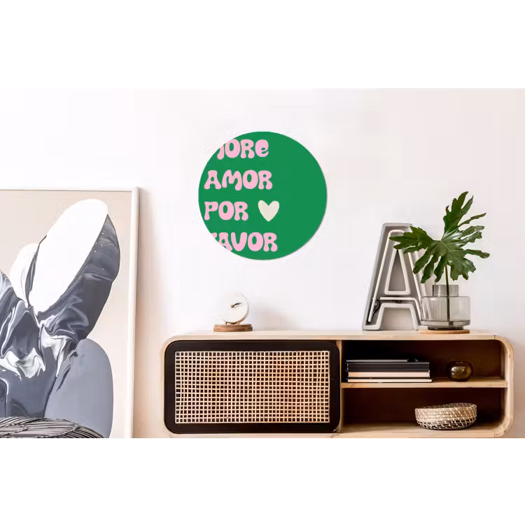 Amor - Valentijn - Groen - Tekst Wandcirkel aluminium klein -kantoor
