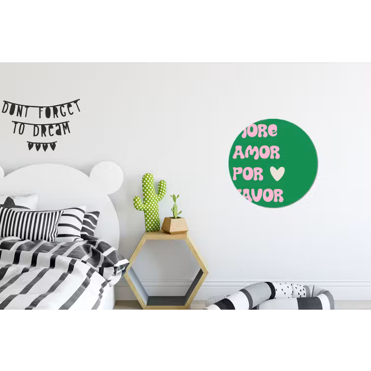 Amor - Valentijn - Groen - Tekst Wandcirkel aluminium klein -kinderkamer