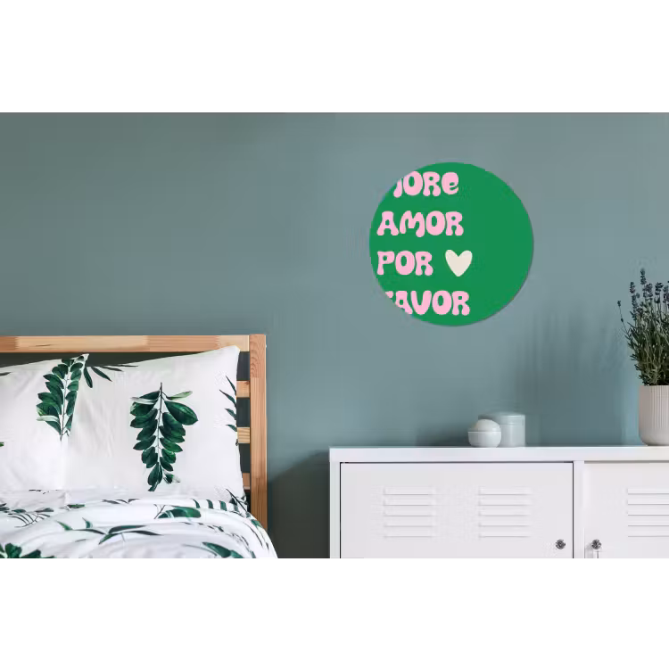 Amor - Valentijn - Groen - Tekst Wandcirkel aluminium klein -slaapkamer