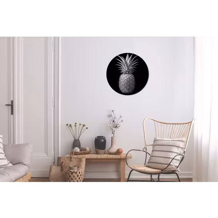 Ananas - Gedetailleerd - Bladeren Wandcirkel aluminium klein -woonkamer