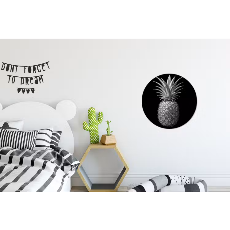 Ananas - Gedetailleerd - Bladeren Wandcirkel aluminium klein -kinderkamer