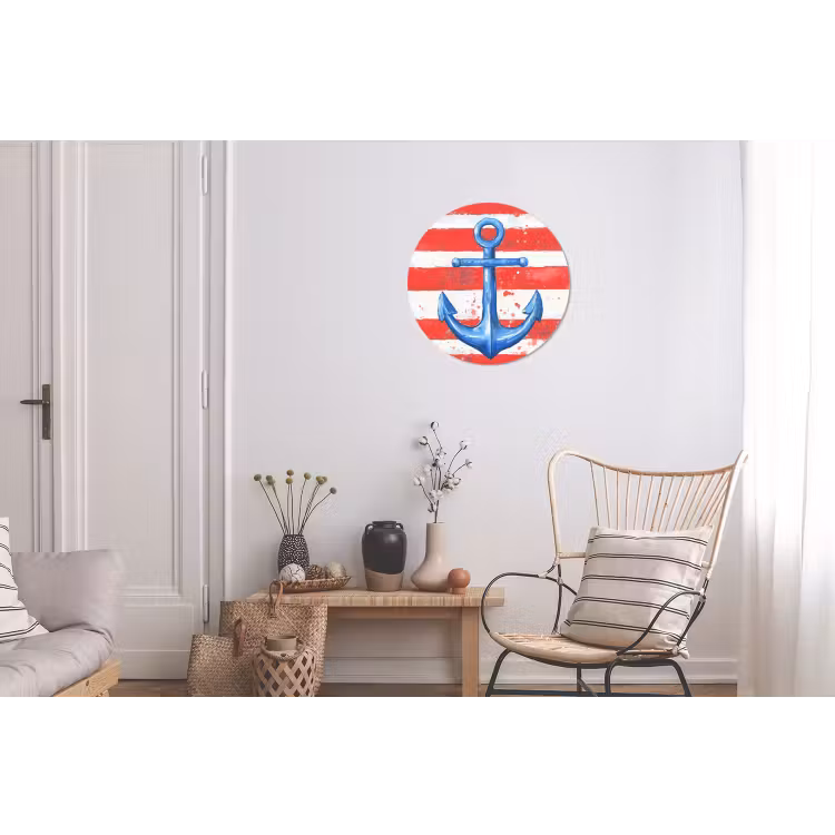 Anker - Verfspatten - Rood - Blauw Wandcirkel aluminium klein -woonkamer