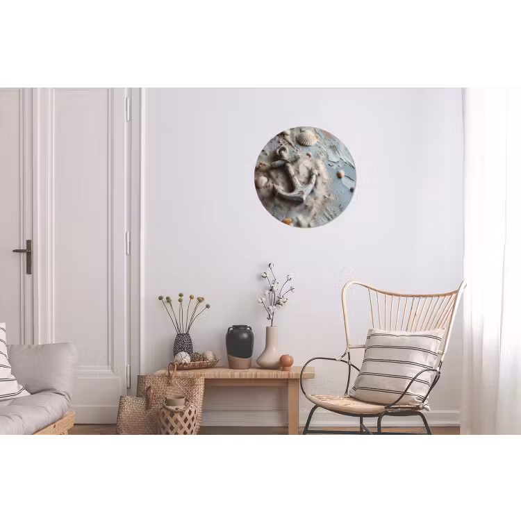 Anker - Hout - Schelpen - Zand Wandcirkel aluminium klein -woonkamer