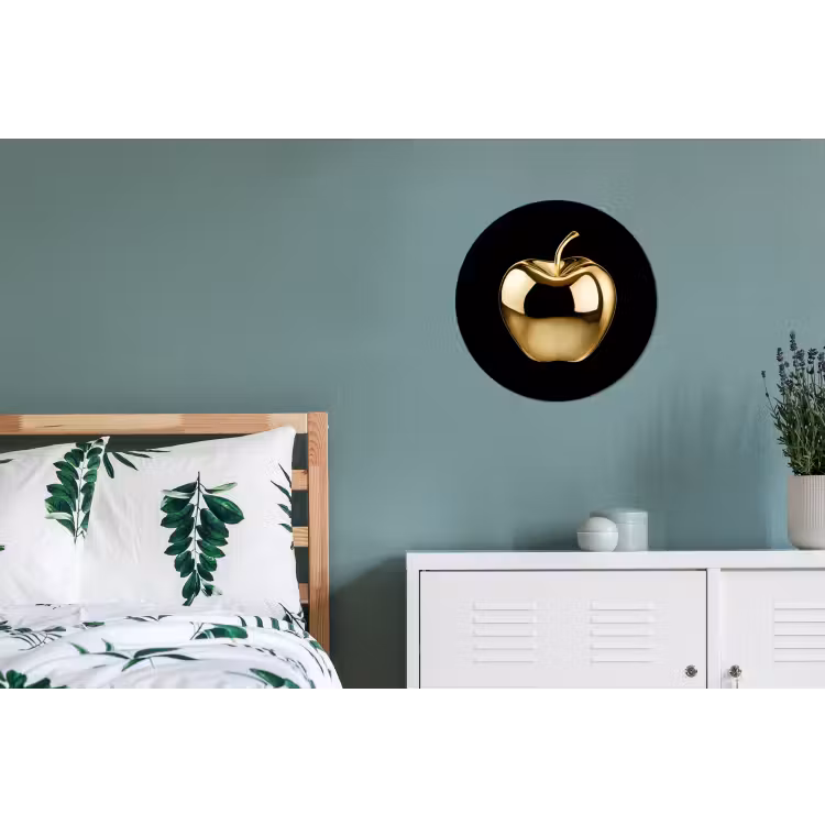 Appel - Goud - Chrome - Zwart Wandcirkel aluminium klein -slaapkamer