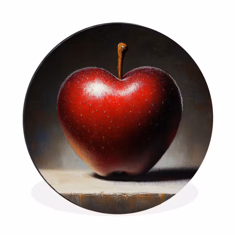 Apple - Hart - Rood Wandcirkel aluminium klein -3d