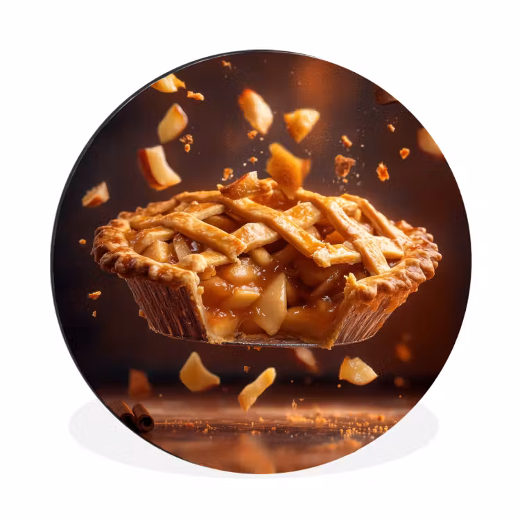 Appel - Taart - Warm - Eten Wandcirkel aluminium klein -3d
