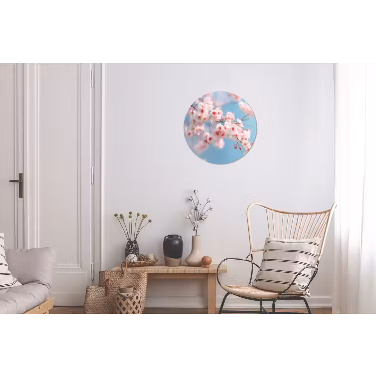 Takken - Bloesems - Roze Wandcirkel aluminium klein -woonkamer